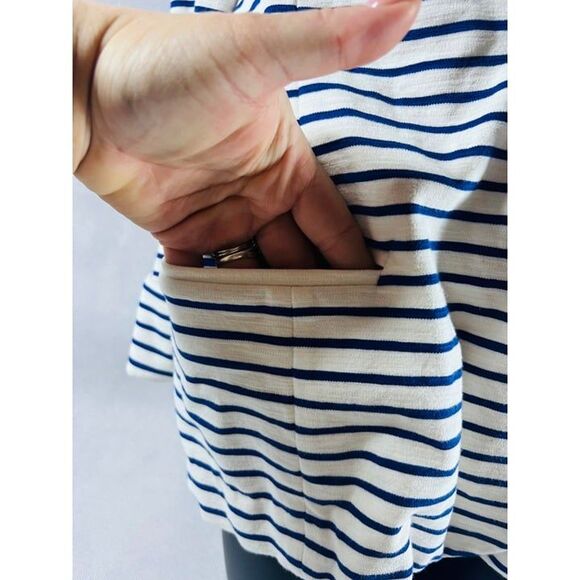 J.Crew Maritime Blazer In Dragonfly Blue Striped Cotton Knit Jacket M - Picture 4 of 12